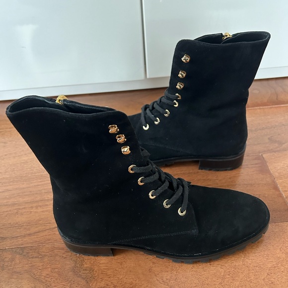 Black Stuart Weitzman suede combat boot - Picture 3 of 7